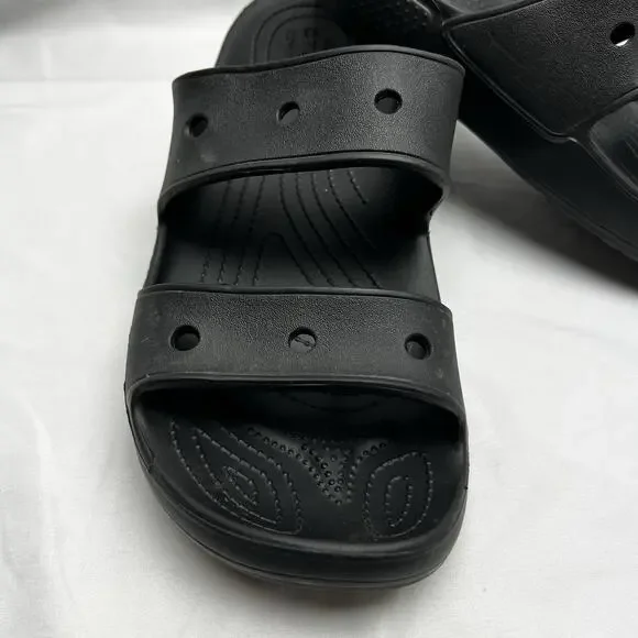 Crocs Iconic Comfort Classic Double Strap Sandals Black Men's Size 12 Women's 10 - Picture 2 of 7